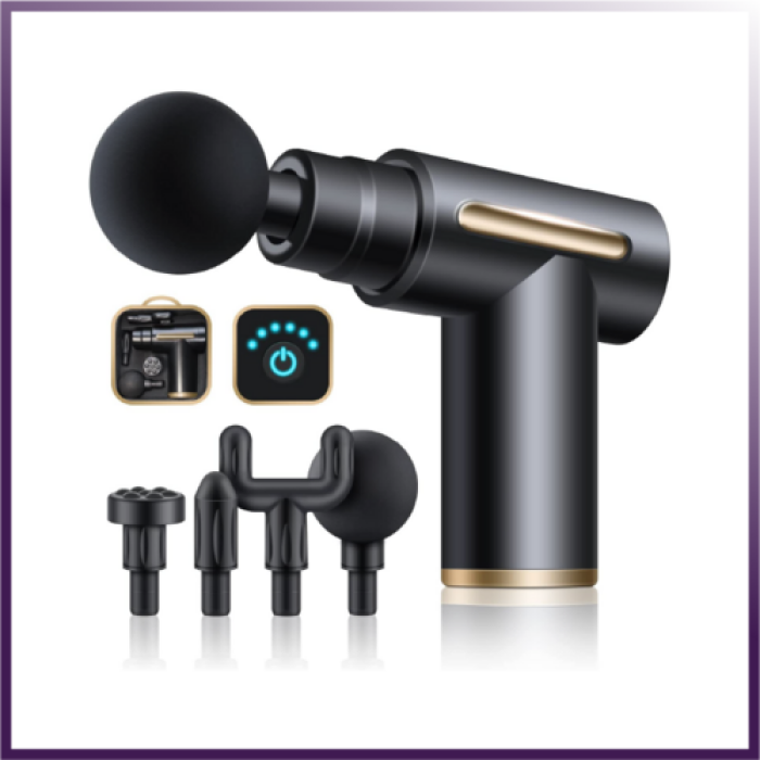 Cordless Deep Tissue Massage Gun (6 Speeds, 4 Heads) — Quiet Percussion Muscle Recovery