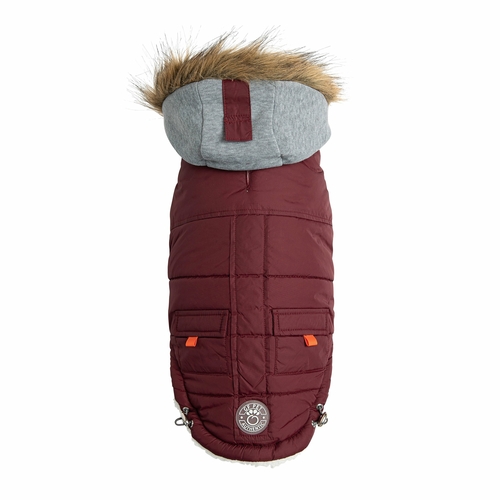 GF Pet Winter Sailor Parka for Dogs (Blue) — Water-Repellent Nylon Shell, Vegan Fur Hood & Sherpa Lining (Elasto-Fit)