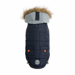 GF Pet Winter Sailor Parka for Dogs — Water-Repellent Nylon Shell, Vegan Fur Hood & Sherpa Lining (Elasto-Fit)