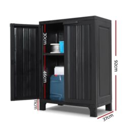 Gardeon 92cm Lockable Outdoor Storage Cabinet (Weatherproof) with Adjustable Shelves + Pegboard