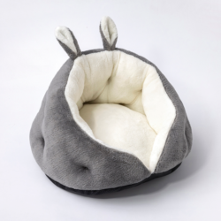 Bunny Ear Design Plush Pet Bed (Medium 20" &times; 20" &times; 14") &mdash; Faux Fur Cozy Nest with Non-Slip Bottom