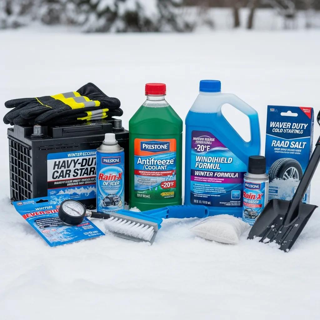 Essential automotive supplies for winter car maintenance