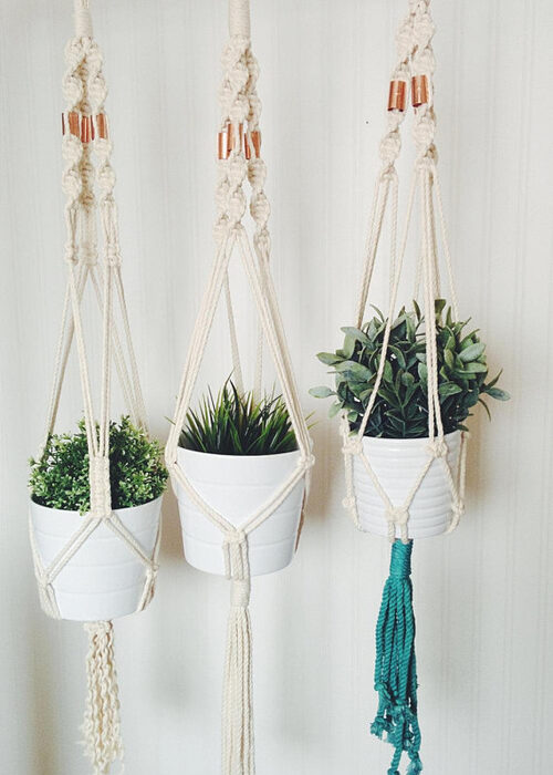 Handmade Macrame Plant Hanger (42") &mdash; 100% Natural Ontario Cotton Rope (Fits Pots up to 7") | Style 1&ndash;3