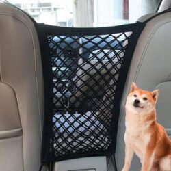 Premium Pet Car Net Barrier (Stretch Mesh) — Back Seat Safety Divider + Storage Organizer