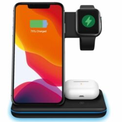 Ninja 3‑in‑1 15W Qi Wireless Charging Station — Phone + Earbuds + Apple Watch Charger (Travel Ready)