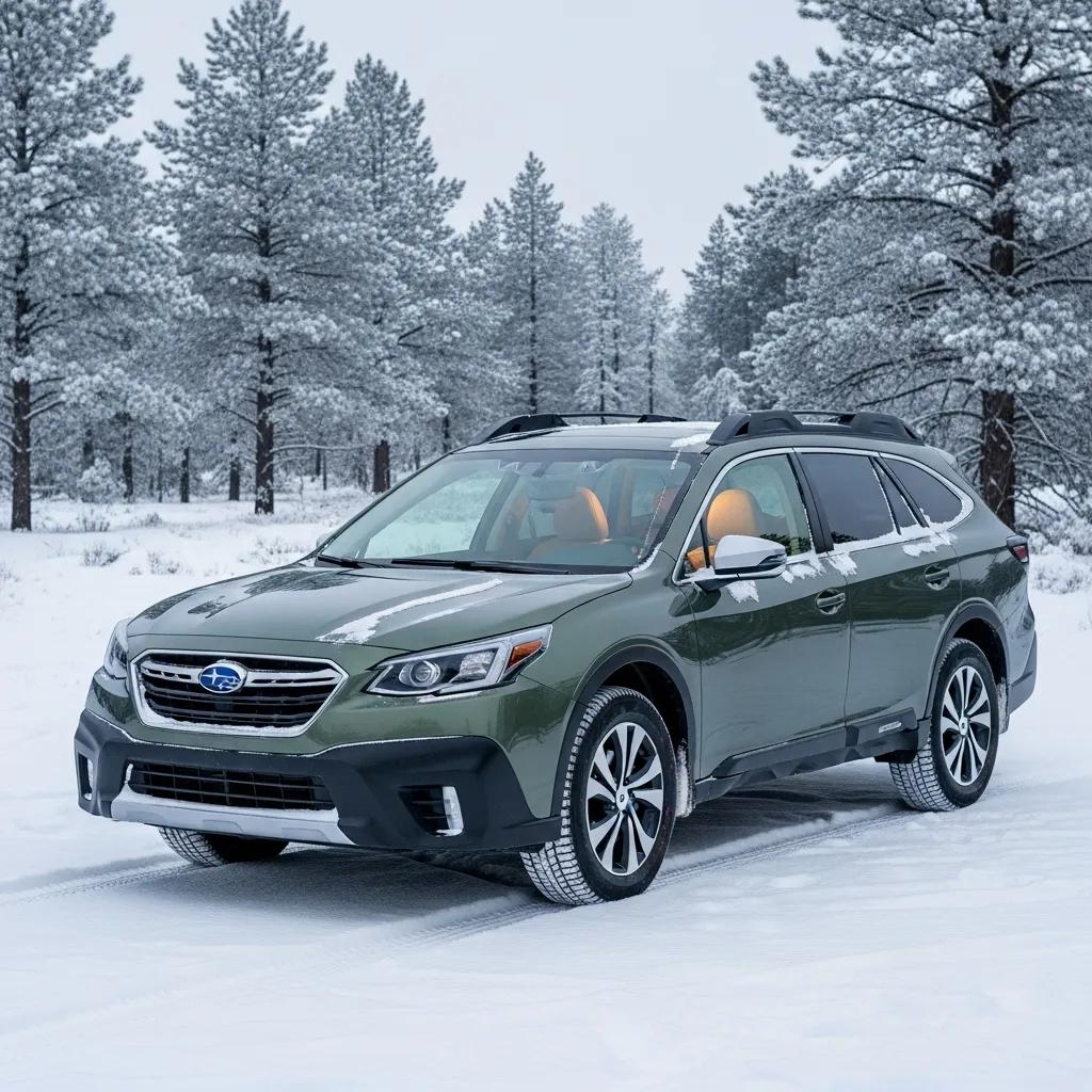 Winter car parked in snow, symbolizing readiness for winter driving