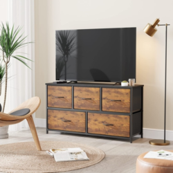 Rustic Wood 5-Drawer Dresser for Bedroom Storage