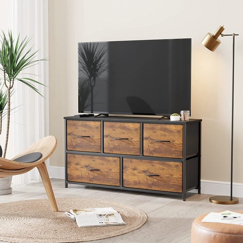 Rustic Wood 5-Drawer Dresser for Bedroom Storage